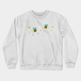 Doodle honey bee vector with colorful flowers Crewneck Sweatshirt